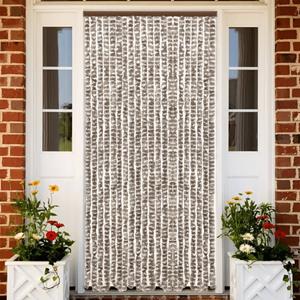 VidaXL Vliegengordijn 56x200 cm chenille taupe en wit