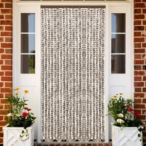 VidaXL Vliegengordijn 100x230 cm chenille taupe en wit