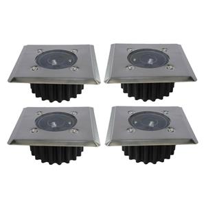 Gerimport grondspot solar tuinverlichting - 8x - zilver/zwart - vierkant -