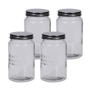 Merkloos Keuken voedsel bewaar voorraadpot/voorraadbus - 4x - glas - 1000 ml - 10 x 18 cm -