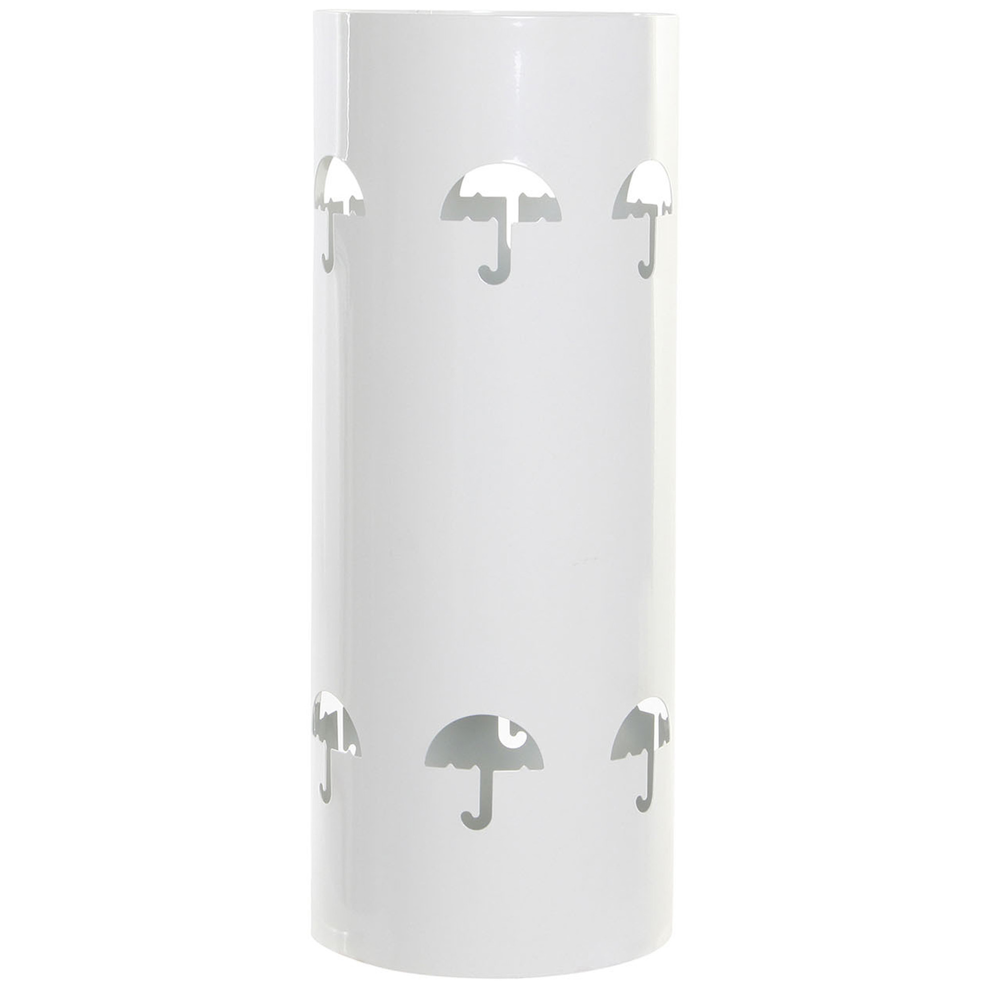 Items Paraplubak/parapluhouder - ivoor wit - metaal met decoraties - D20 x H47 cm -