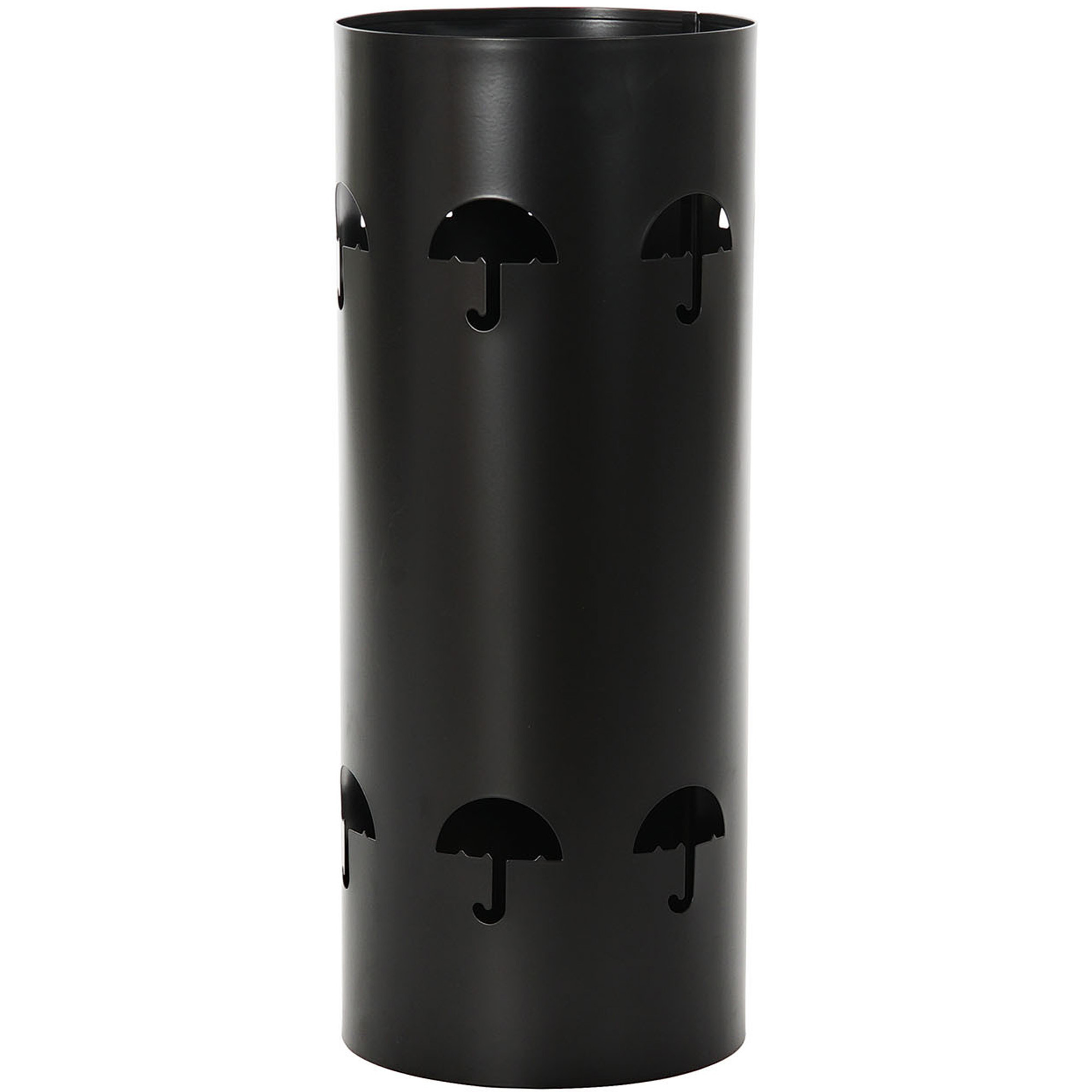 Items Paraplubak/parapluhouder - zwart - metaal met decoraties - D20 x H47 cm -