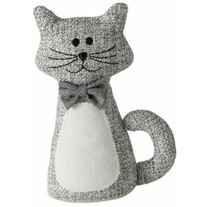 Boltze Deurstopper gewicht - dieren thema Katje - 1 kilo - grijs - polyester - 28 x 11 cm - open ogen -