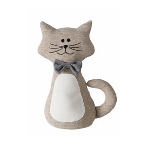 Boltze Deurstopper gewicht - dieren thema Katje - 1 kilo - beige - polyester - 31 x 11 cm - open ogen -