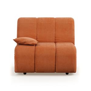 HKliving-collectie Wave bank: element links lage arm corduroy rib dusty orange