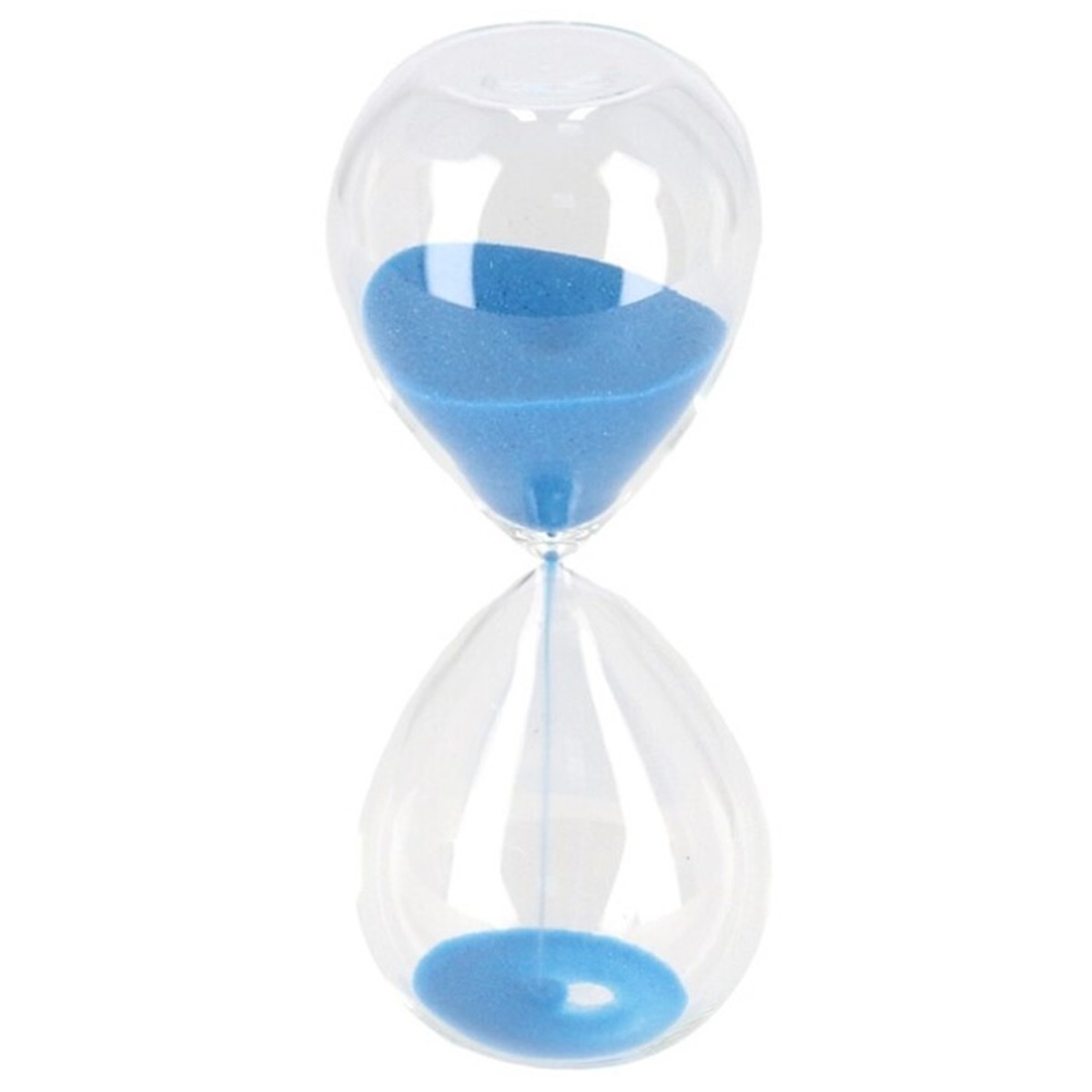 Zandloper cilinder - decoratie of tijdsmeting - 5 minuten blauw zand - H12 cm - glas -