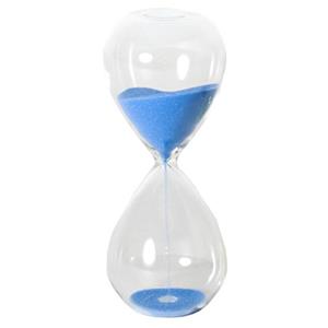 Zandloper cilinder Timer - decoratie of tijdsmeting - 10 minuten blauw zand - H16 cm - glas -