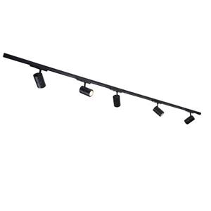Railsysteem Zwart Incl. Led Dimbaar 5-lichts 3-fase Rechts - Ruler 38