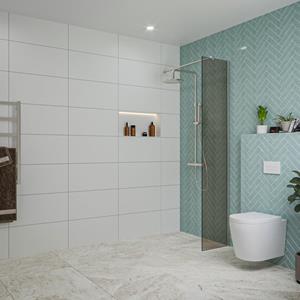 Fortifura Galeria inloopdouche - 40x200cm - rookglas - wandarm - Geborsteld RVS PVD (RVS) SW797934/SW797908