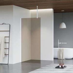Fortifura Galeria inloopdouche - 40x200cm - rookglas - plafondarm - mat wit SW797934/SW797906/SW804546