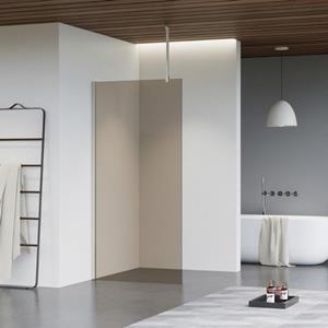 Fortifura Galeria inloopdouche - 40x200cm - rookglas - plafondarm - Geborsteld RVS PVD (RVS) SW797934/SW797908/SW804544