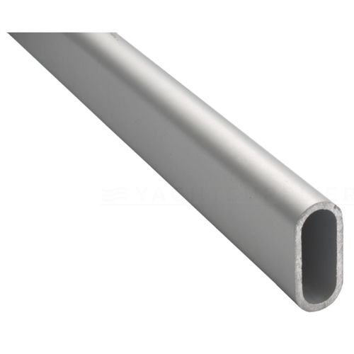 Merkloos Gardelux - Garderobebuis Ovaal Aluminium - Lengte : 1,2 Meter - 30x14mm Inclusief Houders Open Model