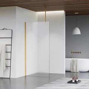 Fortifura Galeria inloopdouche - 80x200cm - mat glas - plafondarm - Geborsteld Messing PVD (Goud) SW797925/SW797910/SW804543