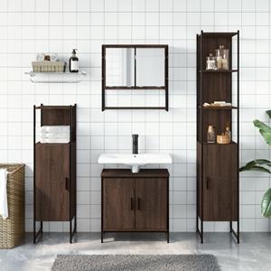 vidaXL 4-delige Badkamermeubelset bewerkt hout bruin eikenkleur