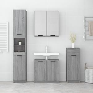 vidaXL 4-delige Badkamermeubelset bewerkt hout grijs sonoma eikenkleur