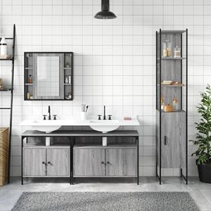 vidaXL 4-delige Badkamermeubelset bewerkt hout grijs sonoma eikenkleur