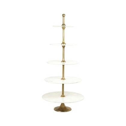 Light & Living Light&living Etagere 5 laags Ø79x175 cm VERMENTINO marmer wit