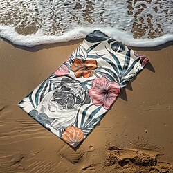 Light in the box zandbestendige strandlaken zachte hoes deken tropische mopshond groot 3D-printpatroon handdoek badhanddoek strandlaken deken klassiek 100% microvezel comfortabele dekens