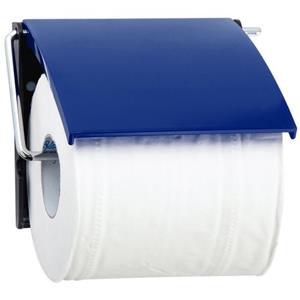 MSV Toiletrolhouder Wand/muur - Metaal Met Afdekklepje - Donkerblauw