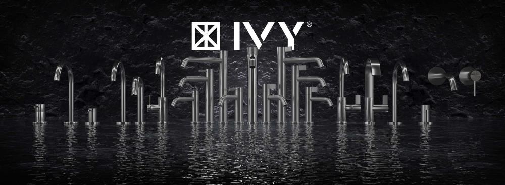 IVY Bond fonteinset: fonteinkraan met gebogen uitloop model S 19,4 cm en always open plug, zwart chroom PVD