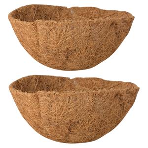 Esschert Design 2x stuks voorgevormde inlegvellen kokos voor hanging basket 25 cm - kokosinleggers -