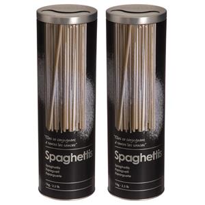 5five Spaghettidoos - 2x - zwart - metaal - relief - Luxe voorraadpot/voorraadbus -