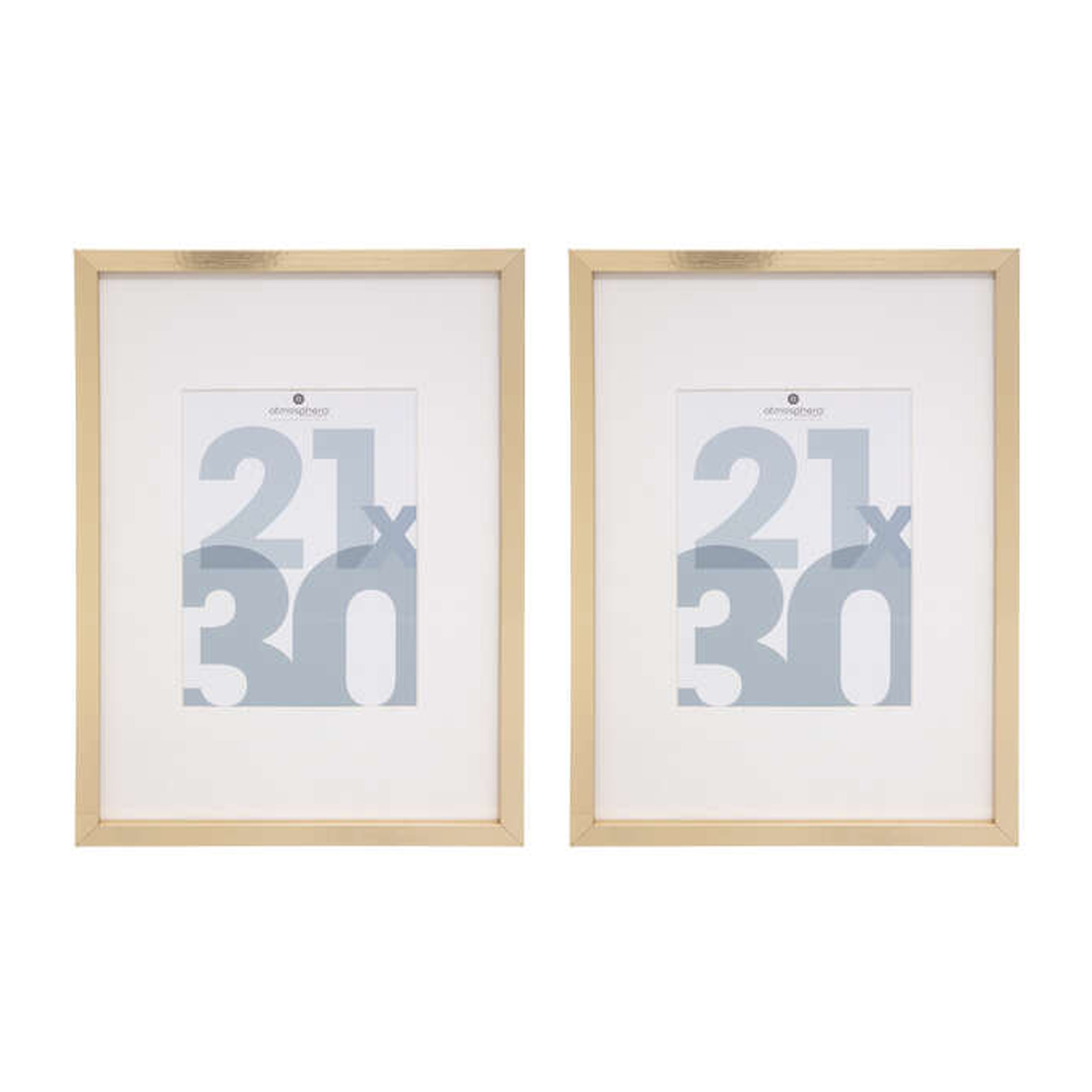 Atmosphera Fotolijstje met passe partout - 2x - voor een foto van 21 x 30 cm - goud - MDF/Glas -