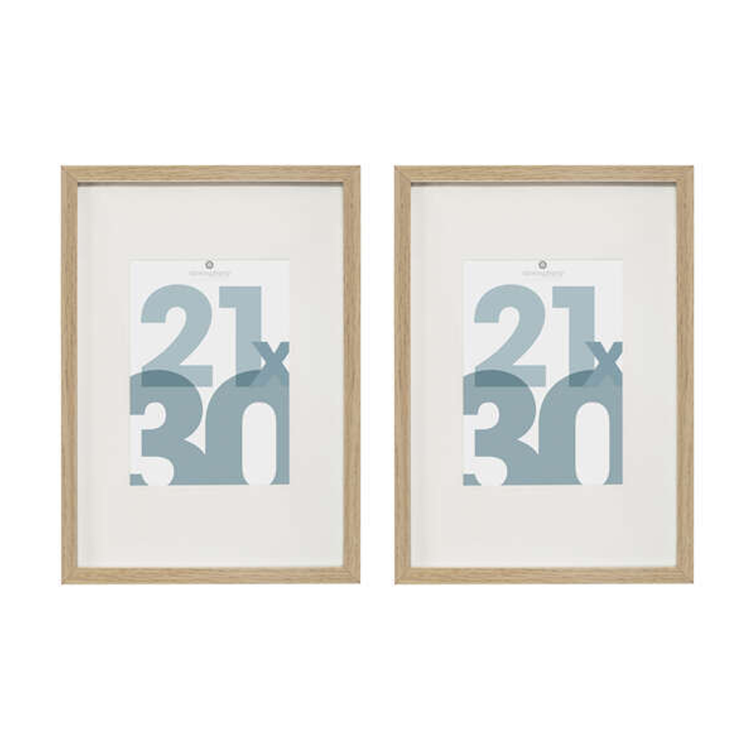 Atmosphera Fotolijstje met passe partout - 2x - voor een foto van 21 x 30 cm - naturel - MDF/Glas -