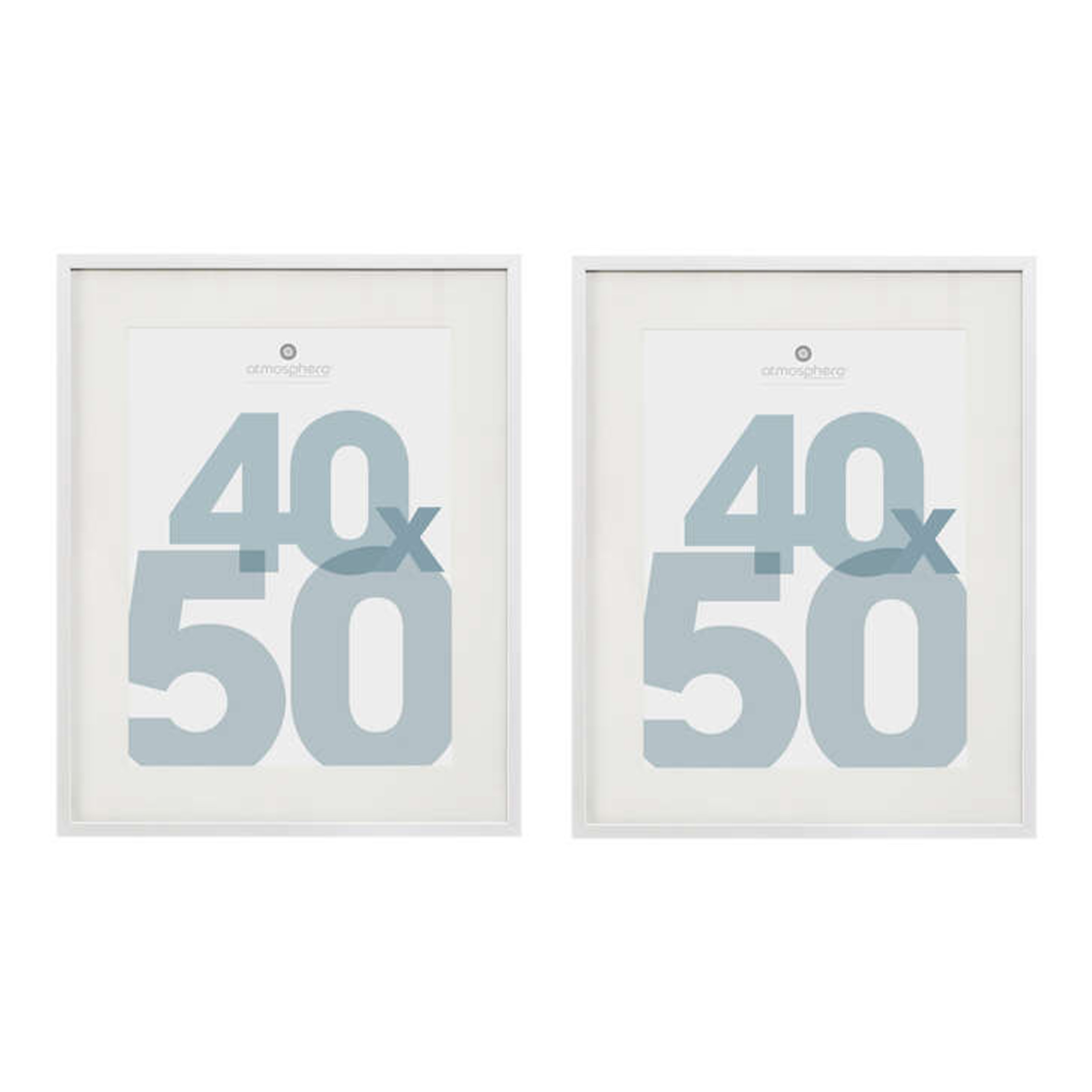 Atmosphera Fotolijstje met passe partout - 2x - voor een foto van x 50 cm - wit - MDF/Glas -