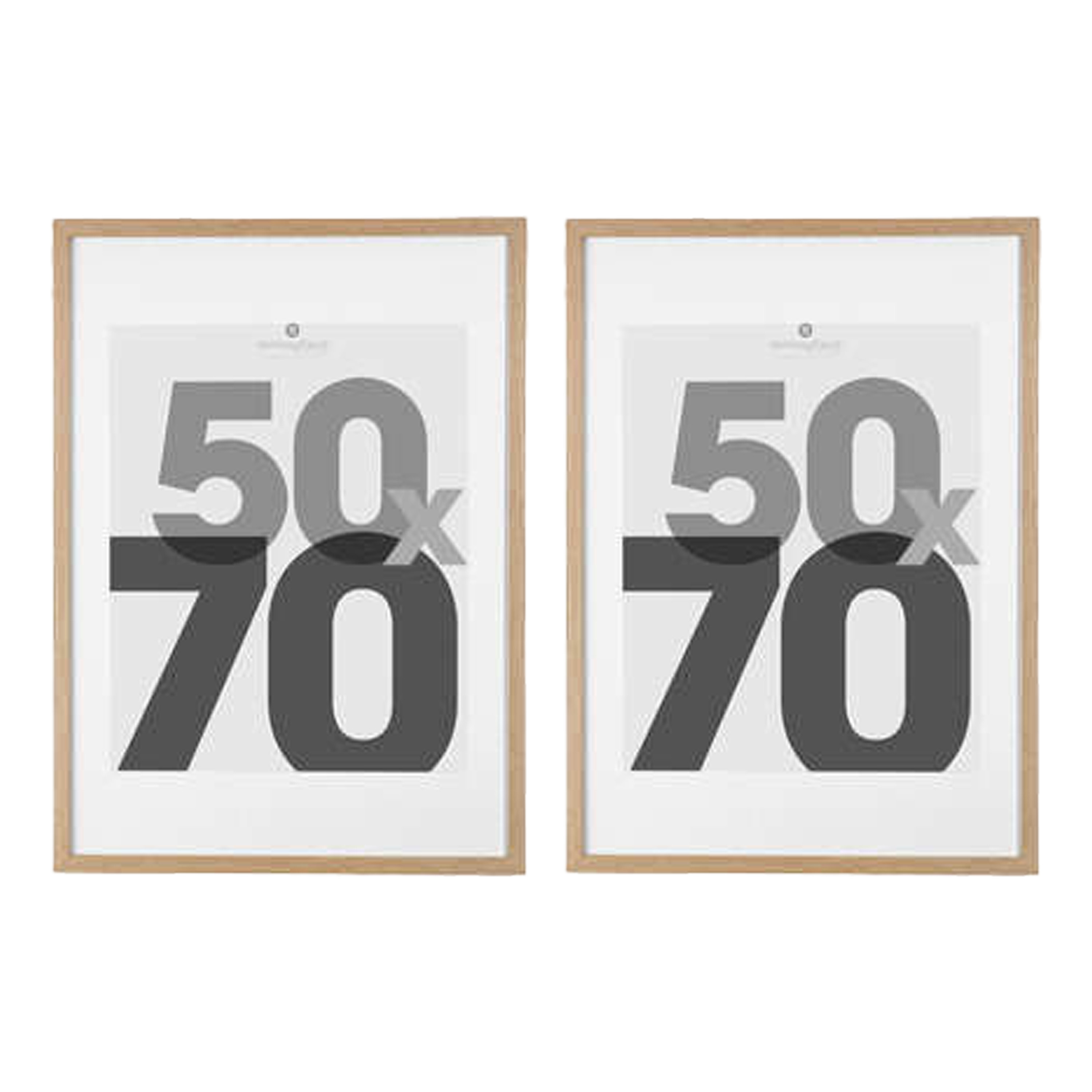 Atmosphera Fotolijstje met passe partout - 2x - voor een foto van 50 x 70 cm - naturel - MDF/Glas -