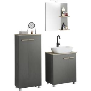 Places of Style Badkamerserie Solid Totale breedte 130 cm, wastafelonderkast met opzetwasbak, halfhoge kast (set, 3-delig)