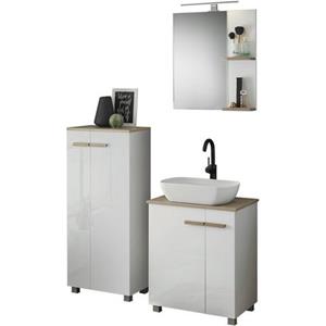 Places of Style Badkamerserie Solid Totale breedte 130 cm, wastafelonderkast met opzetwasbak, halfhoge kast (set, 3-delig)