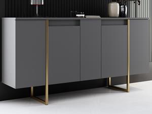 Mobistoxx Dressoir LUXANA 4 deuren antraciet/goud