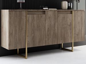 Mobistoxx Dressoir LUXANA 4 deuren walnoot/goud