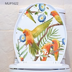 zomerfruit ananas, vliegende vogels en bloem toiletsticker - verwijderbare badkamersticker voor toiletbrillen - woondecoratie muursticker voor badkamers