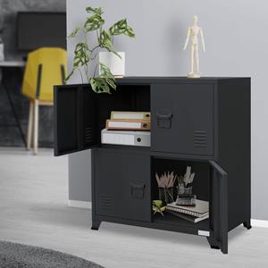 ML-DESIGN Aktenschrank Schubladenschrank aus Stahl Wasserdicht Stabil und langlebig (1-St) Büroschrank Anthrazit mit 4 Türen & 2 Innenfächer 75x40x80,5 cm