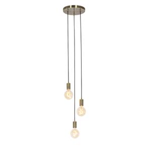 qazqa Industrielle Hängelampe Bronze 3-flammig - Facil - Bronze