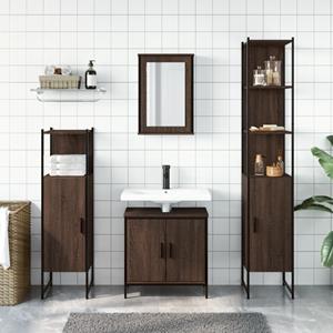 vidaXL 4-delige Badkamermeubelset bewerkt hout bruin eikenkleur