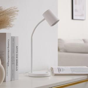 LINDBY Radka tafellamp, wit, flexibele arm