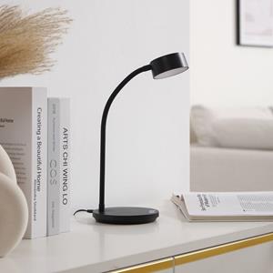 LINDBY LED tafellamp Maori, zwart, CCT, dimbaar, USB