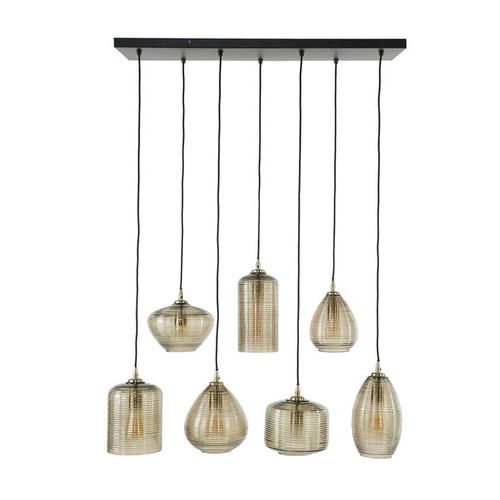 Hoyz Collection  Hanglamp 4+3 Stripe Glass Horizontal - Amberkleurig Glas