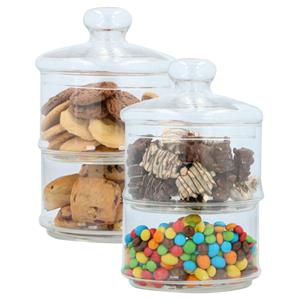 Alpina Voorraadpot/bonbonniere - 2x - glas - 2 laags - 16 x 28 cm - opbergpot -