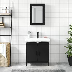 vidaXL 2-delige Badkamermeubelset bewerkt hout zwart