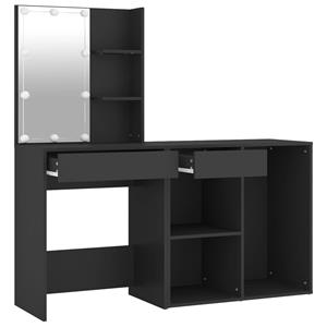 vidaXL Kaptafel met kastje LED bewerkt hout zwart