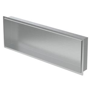 luxebath Wandnische aus Edelstahl, 90x30x10 cm, Silber, Duschnische, Randlos, Einbauregal, Flexibler Einbau, Befliesbare Nische für Badutensilien,
