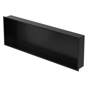 luxebath Wandnische aus Edelstahl, 90x30x10 cm, Schwarz, Duschnische mit Rahmen, Einbauregal, Flexibler Einbau, Befliesbare Nische für Badutensilien,
