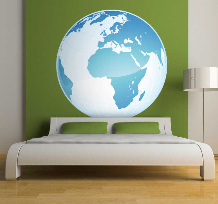 Tenstickers Sticker wereld bol turquoise Afrika