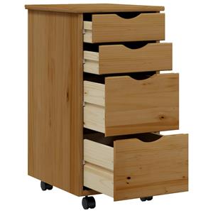 vidaXL Aktenschrank Rollschrank mit Schubladen MOSS Honigbraun Massivholz Kiefer Schublade