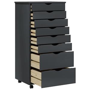 vidaXL Aktenschrank Rollschrank mit Schubladen MOSS Grau Massivholz Kiefer Schubladenschra