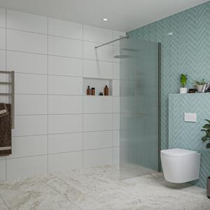 Fortifura Galeria inloopdouche - 80x200cm - ribbelglas - wandarm - Geborsteld Gunmetal PVD SW797952/SW797907